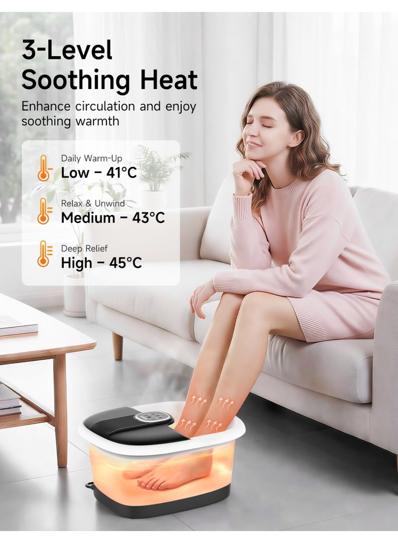 Nekteck Electric Foldable Foot Spa Bath Massager with Heat, Bubble Massage, Remote Control, 3 Heat Levels, 16 Massage Rollers and Pumice Stone - Image 2